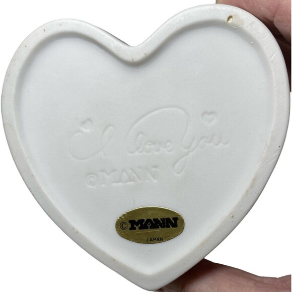 Porcelain Heart-Shaped Signed Candle Dish Lovebirds Christmas 4 x 4 Original Box - Picture 5 of 9